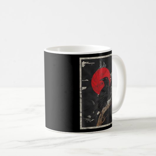 Red Moon Raven Black Crow Kaffeetasse (VorderseiteRechts)