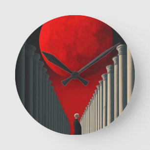 Red Moon Runde Wanduhr