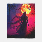 Red Moon Shadow Woman Mystery Design Fleecedecke (Vorderseite)