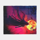Red Moon Shadow Woman Mystery Design Fleecedecke (Vorderseite (Horizontal))