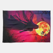 Red Moon Shadow Woman Mystery Design Geschirrtuch (Horizontal)