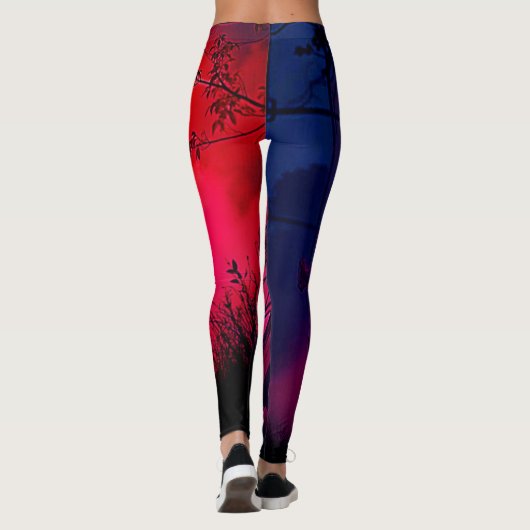 Red Moon Shadow Woman Mystery Design Leggings (Rückseite)