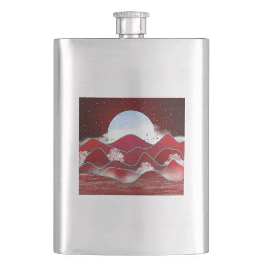 Red Moonrise Flachmann (Vorderseite)