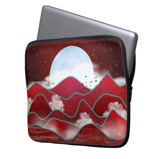 Red Moonrise Laptopschutzhülle (Vorderseite Links)
