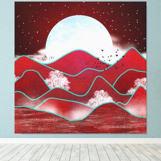 Red Moonrise Leinwanddruck (Insitu (Holzboden))