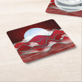 Red Moonrise Rechteckiger Pappuntersetzer (angewinkelt)