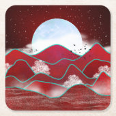 Red Moonrise Rechteckiger Pappuntersetzer (Vorderseite)