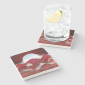 Red Moonrise Steinuntersetzer (Seitenansicht)