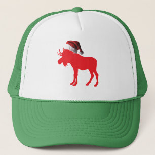 Red-Moose-with-Santa Claus Hat Truckerkappe