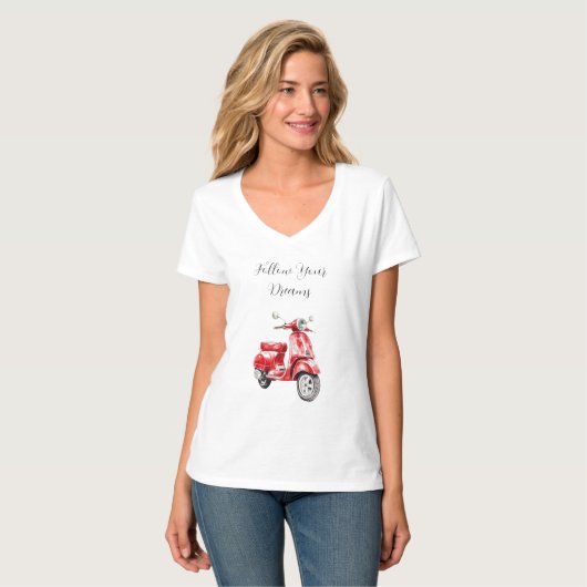Red Moped Follow Dreams T-Shirt (Vorderseite Vollansicht)