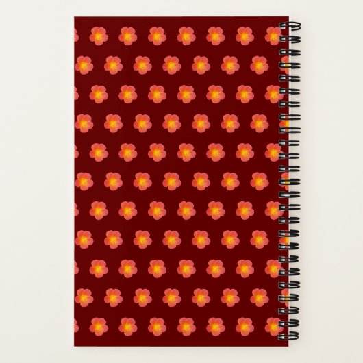 Red Moss Rose Blume Nahtloses Muster auf Notebook Notizblock (Rückseite)