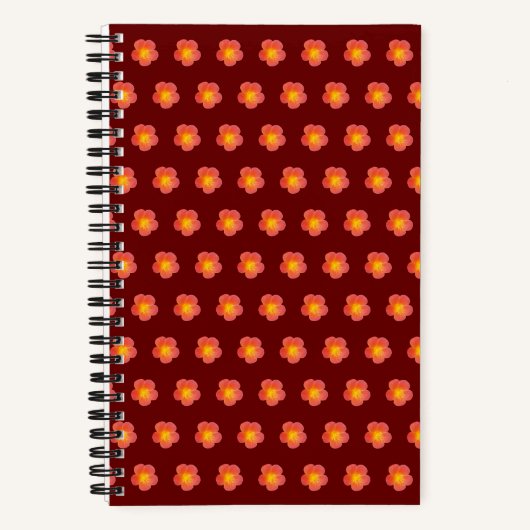Red Moss Rose Blume Nahtloses Muster auf Notebook Notizblock (Vorderseite)