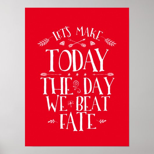 Red Motivierend Life Quotes Calligraphy Poster (Vorne)