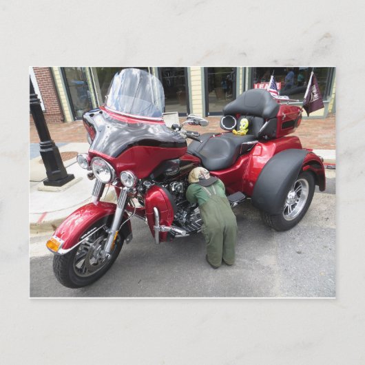 Red Motor Trike Postkarte (Vorderseite)