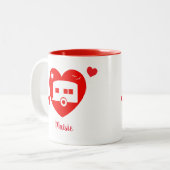 Red Motorhome und Caravan Owner Liebe Herz Zweifarbige Tasse (Vorderseite Links)