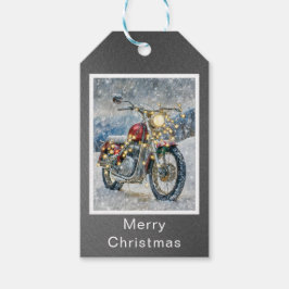 Red Motorrad mit Weihnachtsbeleuchtung Geschenkanhänger