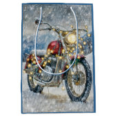 Red Motorrad mit Weihnachtsbeleuchtung Mittlere Geschenktüte (Vorderseite)