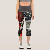 Red Motorrad Motorrad Fahrrad Garage Capri Leggings (Vorderseite)