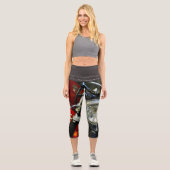 Red Motorrad Motorrad Fahrrad Garage Capri Leggings (Vorderseite)