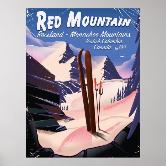 Red Mountain British Columbia, Kanada Skipposter Poster (Vorne)