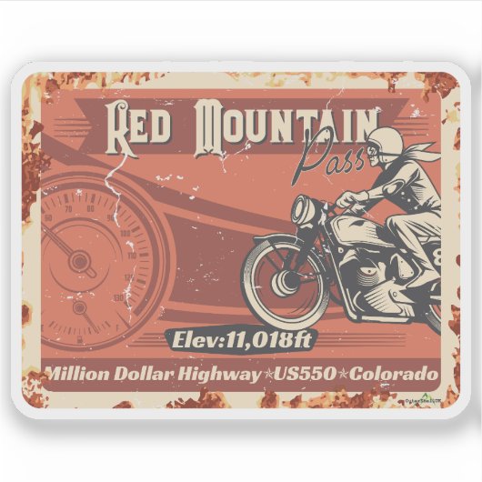 Red Mountain Pass Colorado Motorrad 01 Aufkleber (Vorderseite)