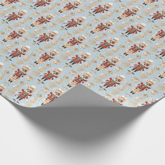 Red Mouse King, Light Blue Nutcracker Ballet Geschenkpapier (Ecke)
