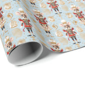 Red Mouse King, Light Blue Nutcracker Ballet Geschenkpapier (Rolleneckpunkt)