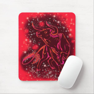 Red Mouse Pad Bull läuft in der Starry Night Mousepad