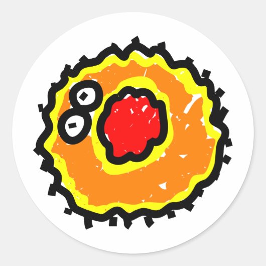 Red Mouth Cartoon Germ Runder Aufkleber (Vorderseite)