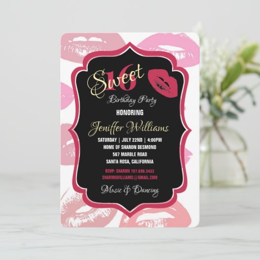 Red Mouths Pattern Personalisiert Einladung (Stehend Vorderseite)