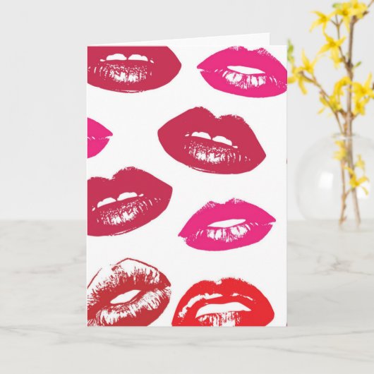 Red Mouths Pattern Personalisiert Karte (Gelbe Blume)