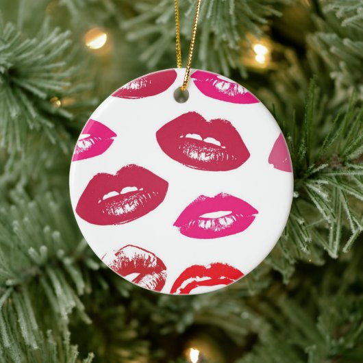 Red Mouths Pattern Personalisiert Keramik Ornament (Baum)