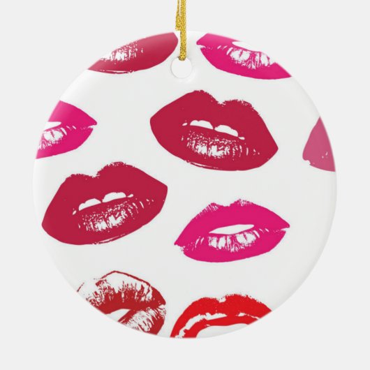 Red Mouths Pattern Personalisiert Keramik Ornament (Hinten)