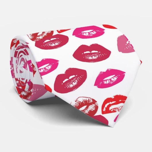 Red Mouths Pattern Personalisiert Krawatte (Gerollt)