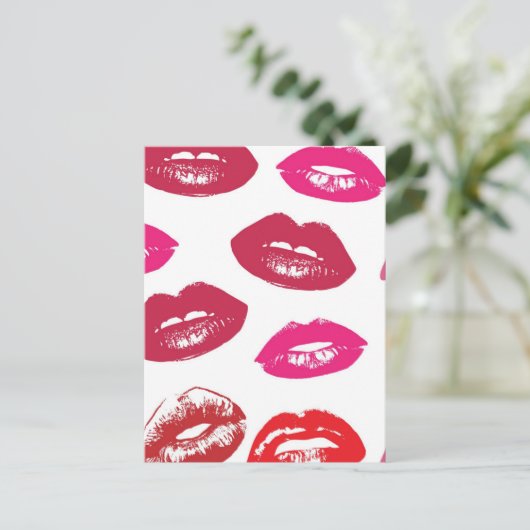 Red Mouths Pattern Personalisiert Postkarte (Stehend Vorderseite)