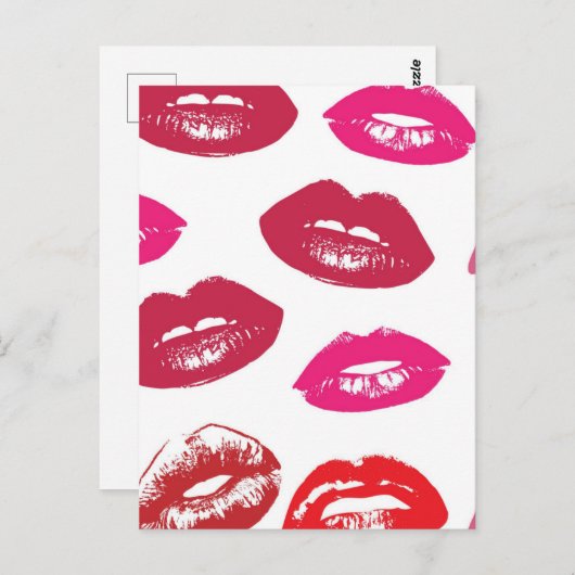 Red Mouths Pattern Personalisiert Postkarte (Vorne/Hinten)