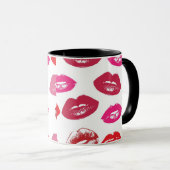 Red Mouths Pattern Personalisiert Tasse (VorderseiteRechts)