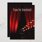 Red Movie Curtain Clapboard Director Einladung (Vorne/Hinten)
