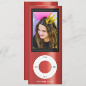 Red MP3 Music Player Birthday Einladung (Vorne/Hinten)