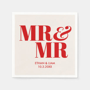 Red Mr. & Mr. Groom Personalisiert Wedding Napkins Serviette