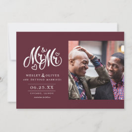 Red Mr. & Mr. Script - Save the Date mit Foto