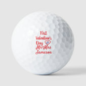 Red Mr + Mrs. 1st Valentine's Day Golfball (Vorderseite)