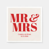 Red Mr. & Mrs. Personalisiert Wedding Napkins Serviette (Vorderseite)