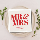 Red Mr. & Mrs. Personalisiert Wedding Napkins Serviette