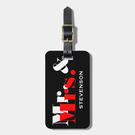 Red Mr. und Mrs. Reisegepäck Anhänger für frisch g Gepäckanhänger (Vorderseite vertikal)