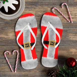 Red Mrs Santa Costume Funny Christmas im Juli Badesandalen