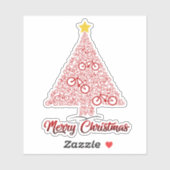 Red Mtb Fahrrad Weihnachtsbaum Frohe Weihnachten Aufkleber (Blatt)