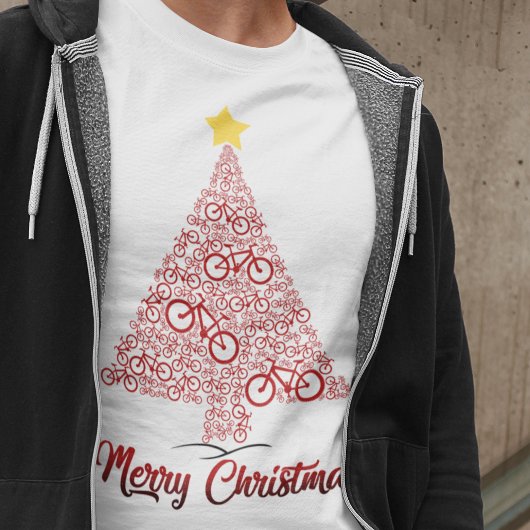 Red Mtb Fahrrad Weihnachtsbaum Frohe Weihnachten T-Shirt