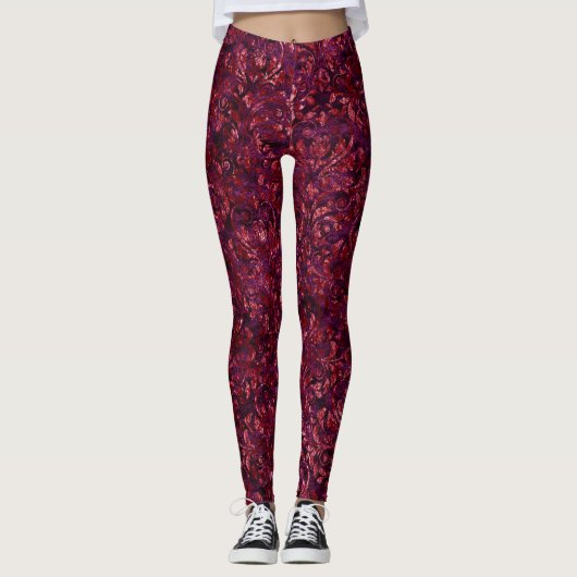Red Multi Crushed Velvet Leggings (Vorderseite)