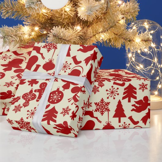 Red Multi Patterns Weihnachtswrapping Paper Geschenkpapier (Feiertage)